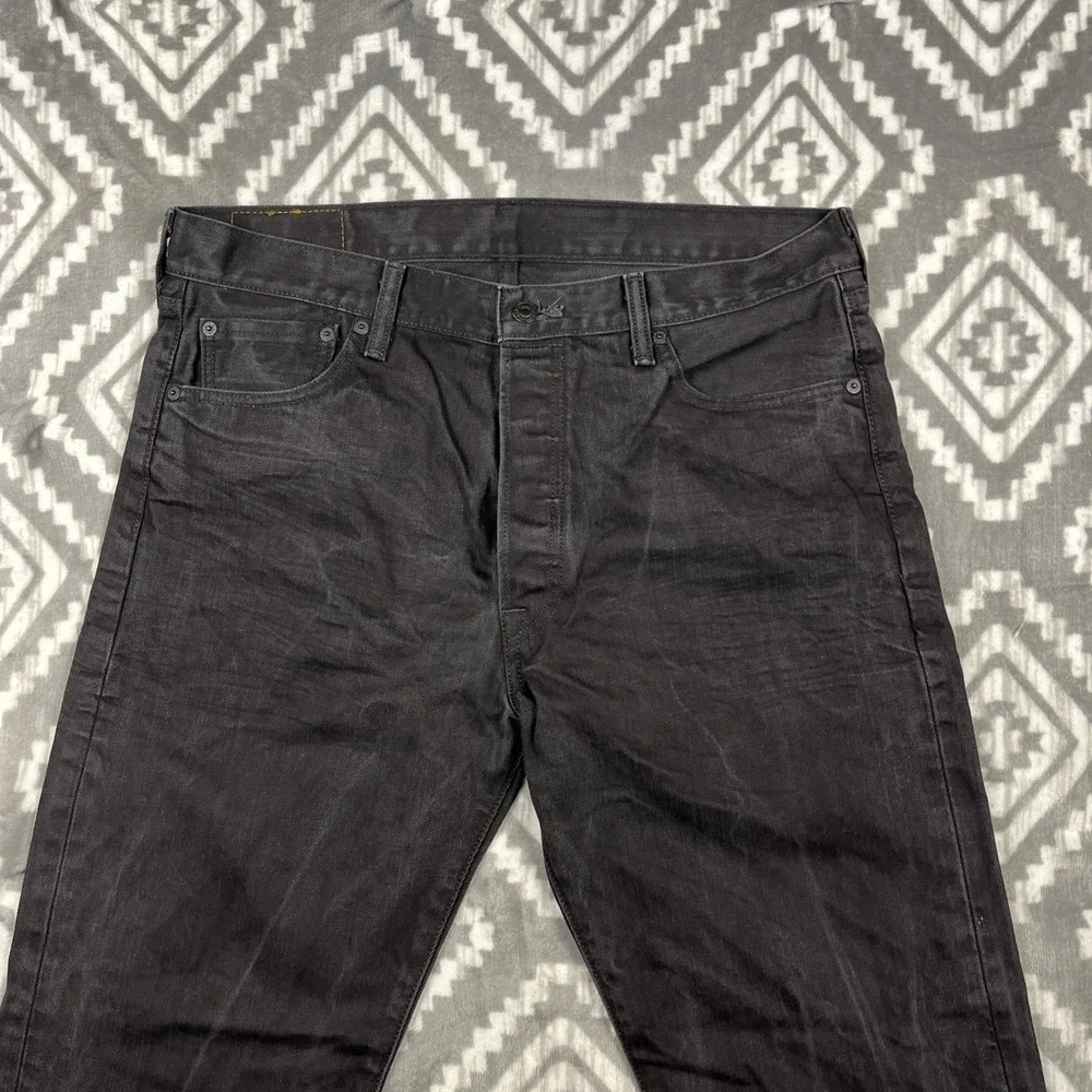 Levis 501 Jeans Men‎ 36x32 Black Straight Leg Rocker Denim Grunge Distressed